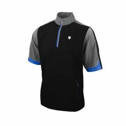 Island Green 1/4 Zip Short Sleeve Wind Top - Black/Grey